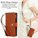 iPhone 17 YM016 Rhombic Zipper Card Wallet Leather Phone Case with Lanyard - Brown