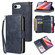 iPhone 16e / 17e 9 Card Slots Zipper Wallet Bag Leather Phone Case - Blue