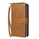iPhone 16e / 17e 9 Card Slots Zipper Wallet Bag Leather Phone Case - Brown