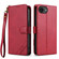 iPhone 16e / 17e AZNS A2 Series Tri-Card Wallet RFID Vegan Leather Phone Case with Strap - Red