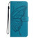 iPhone 16e / 17e Butterfly Flutter Pattern Embossed Leather Phone Case - Blue
