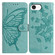 iPhone 16e / 17e Butterfly Flutter Pattern Embossed Leather Phone Case - Green