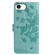 iPhone 16e / 17e Butterfly Flutter Pattern Embossed Leather Phone Case - Green