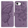 iPhone 16e / 17e Butterfly Flutter Pattern Embossed Leather Phone Case - Purple
