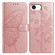 iPhone 16e / 17e Butterfly Flutter Pattern Embossed Leather Phone Case - Rose Gold
