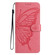 iPhone 16e / 17e Butterfly Flutter Pattern Embossed Leather Phone Case - Rose Red