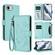 iPhone 16e / 17e Butterfly Love Flower Multi-card Zipper Wallet Leather Phone Case - Mint Green