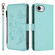 iPhone 16e / 17e Butterfly Love Flower Multi-card Zipper Wallet Leather Phone Case - Mint Green