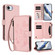iPhone 16e / 17e Butterfly Love Flower Multi-card Zipper Wallet Leather Phone Case - Pink