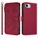 iPhone 16e / 17e Butterfly Love Flower Multi-card Zipper Wallet Leather Phone Case - Wine Red