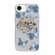 iPhone 16e / 17e Butterfly Pattern Silver Plating PC Hybrid TPU Phone Case - Retro Blue