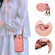 iPhone 16e / 17e Car Magnetic Ring Buckle Card Bag Phone Case with Lanyard - Pink