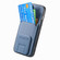 iPhone 16e / 17e Carbon Fiber Card Bag Fold Stand Phone Case - Blue