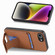 iPhone 16e / 17e Carbon Fiber Card Bag Fold Stand Phone Case - Brown
