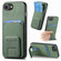 iPhone 16e / 17e Carbon Fiber Card Bag Fold Stand Phone Case - Green