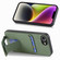 iPhone 16e / 17e Carbon Fiber Card Bag Fold Stand Phone Case - Green