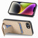 iPhone 16e / 17e Carbon Fiber Card Bag Fold Stand Phone Case - Khaki