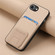 iPhone 16e / 17e Carbon Fiber Card Bag Fold Stand Phone Case - Khaki