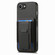 iPhone 16e / 17e Carbon Fiber Fold Stand Elastic Card Bag Phone Case - Black