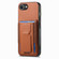 iPhone 16e / 17e Carbon Fiber Fold Stand Elastic Card Bag Phone Case - Brown