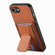 iPhone 16e / 17e Carbon Fiber Fold Stand Elastic Card Bag Phone Case - Brown