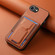 iPhone 16e / 17e Carbon Fiber Fold Stand Elastic Card Bag Phone Case - Brown