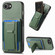 iPhone 16e / 17e Carbon Fiber Fold Stand Elastic Card Bag Phone Case - Green