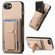 iPhone 16e / 17e Carbon Fiber Fold Stand Elastic Card Bag Phone Case - Khaki