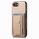 iPhone 16e / 17e Carbon Fiber Fold Stand Elastic Card Bag Phone Case - Khaki
