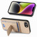 iPhone 16e / 17e Carbon Fiber Fold Stand Elastic Card Bag Phone Case - Khaki