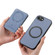 iPhone 16e / 17e Carbon Fiber MagSafe Vertical Flip Card Bag Phone Case - Blue