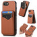iPhone 16e / 17e Carbon Fiber MagSafe Vertical Flip Card Bag Phone Case - Brown