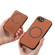 iPhone 16e / 17e Carbon Fiber MagSafe Vertical Flip Card Bag Phone Case - Brown