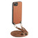 iPhone 16e / 17e Carbon Fiber Texture Leather Back Phone Case with Crossbody Strap - Brown