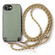 iPhone 16e / 17e Carbon Fiber Texture Leather Back Phone Case with Crossbody Strap - Green