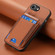 iPhone 16e / 17e Carbon Fiber Vertical Flip Wallet Stand Phone Case - Brown