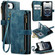 iPhone 16e / 17e CaseMe C30 Card Slots Zipper Wallet Leather Phone Case - Blue