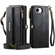 iPhone 16e / 17e CaseMe C39 RFID Blocking Zipper Wallet Leather Phone Case with Crossbody Strap - Black