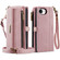 iPhone 16e / 17e CaseMe C39 RFID Blocking Zipper Wallet Leather Phone Case with Crossbody Strap - Pink