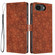 iPhone 16e / 17e Cherry Blossoms Embossed Leather Phone Case - Brown