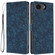iPhone 16e / 17e Cherry Blossoms Embossed Leather Phone Case - Dark Blue