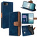 iPhone 16e / 17e Color Stitching Skin Feel Leather RFID Blocking Phone Case - Blue