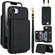 iPhone 16e / 17e Crossbody Dual-buckle Wallet RFID Back Leather Phone Case - Black