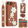 iPhone 16e / 17e Crossbody Flower Pattern Leather Phone Case - Brown