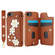 iPhone 16e / 17e Crossbody Flower Pattern Leather Phone Case - Brown
