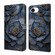iPhone 16e / 17e Crystal-Like Painted Vegan Leather Phone Case - Blue Gold Peony