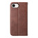 iPhone 16e / 17e Cubic Grid Calf Texture Magnetic Leather Phone Case - Brown