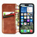 iPhone 16e / 17e Cubic Grid Pressed Magnetic Leather Phone Case - Brown