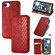 iPhone 16e / 17e Cubic Grid Pressed Magnetic Leather Phone Case - Red