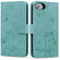iPhone 16e / 17e Cute Cat Embossed Leather Phone Case - Green